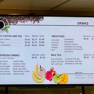 Menu 3 of 3 (drinks)
