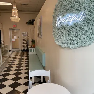 the entrance to the restaurant