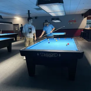 two men playing pool