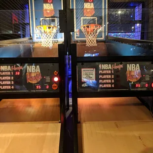 a basketball game being played