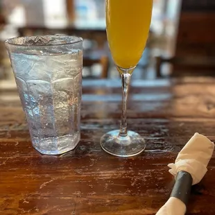 Mimosa and a water