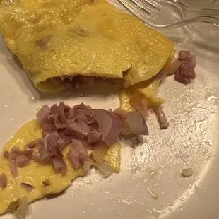 Proof of the ham and cheese omelette with ONIONS.