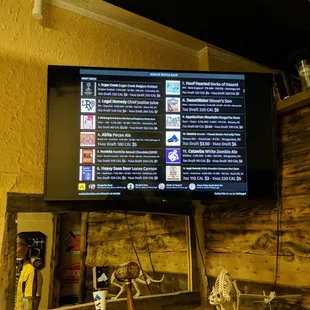 the menu on the wall