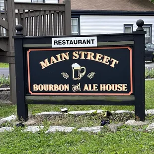 sign for main street bourbon and ale house