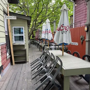 tables and umbrellas