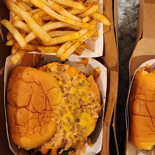 Double  Burger &amp; Cajun fries