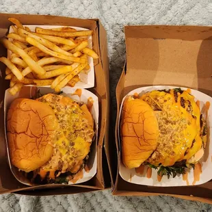 Two doubles &amp; Cajun fries