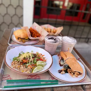 a tray of food on a table