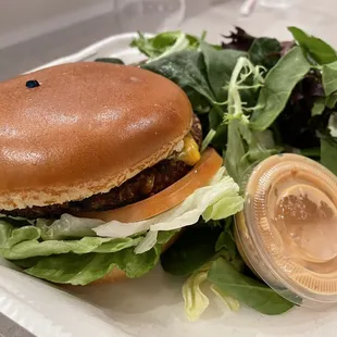 Veggie burger &amp; salad