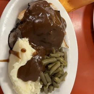 Open faced roast beef