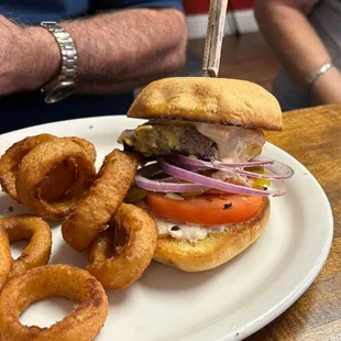 Hugh and tasty hamburger