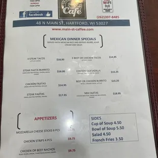 menu