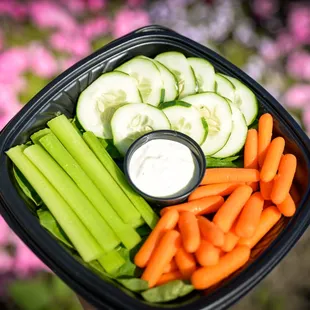 Individual veggie tray, just the right size for 1 or as an appetizer for 2