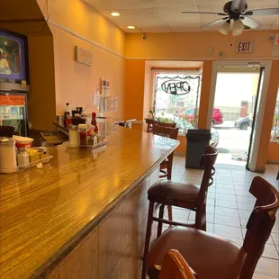 a view of the counter and seating area