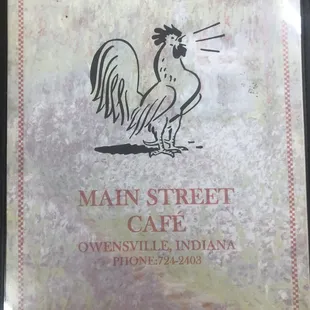 Main Street cafe menu