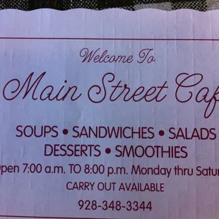 Cafe info.