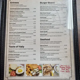 One of multiple menu pages