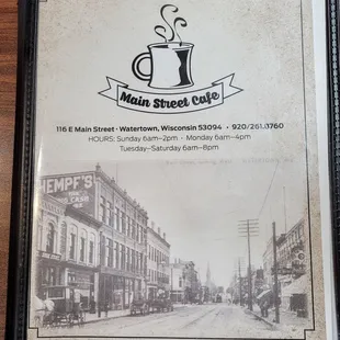 Front of menu