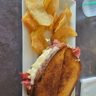 Rueben with homemade chips.