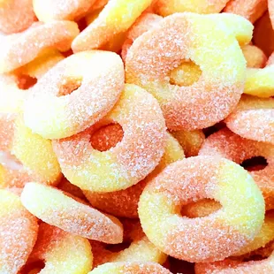 a pile of sugared donuts