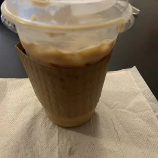 Iced oat milk, sugar-free caramel latte