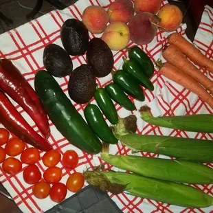 various fruits and vegetables