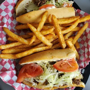 a hot dog and french fries