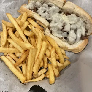 Cheesesteak and fries