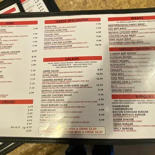 sushi and sashimi, menu