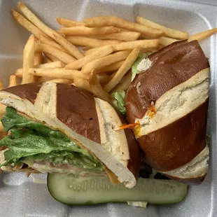 a sandwich and french fries