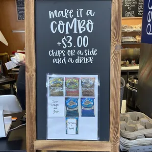 a chalk board with a menu on it