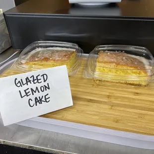 glazed lemon cake on a cutting board
