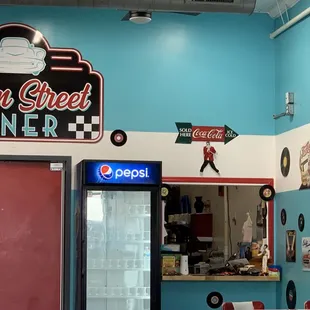 the interior of the diner