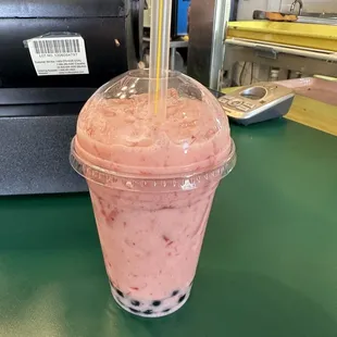 Strawberry bubble tea