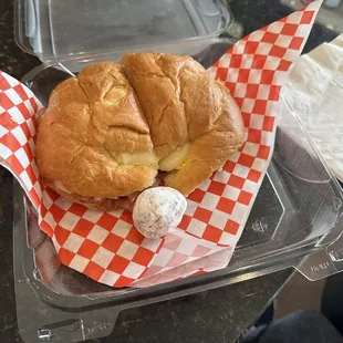 Croissant breakfast sandwich