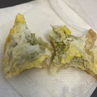 Egg inside croissant