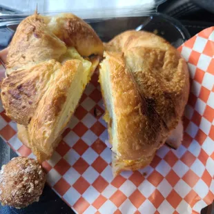 The Andrea special. It's so gooooooddd.. its ham , cheddar, egg on a croissants.. Definitely coming back ..