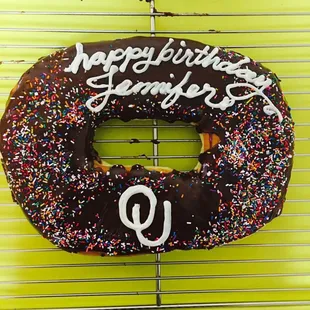 Extra large birthday donut. Fits in our largest box!