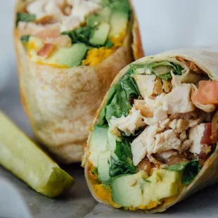a burrito and pickle