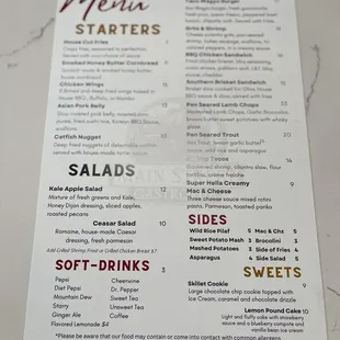 Daytime menu