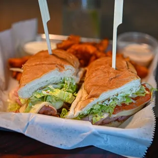 a sandwich and fries