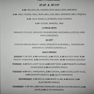 menu