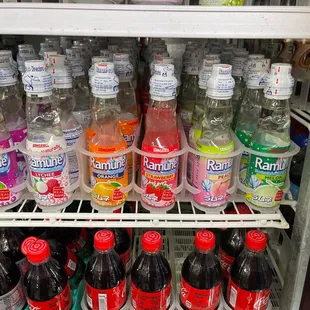 a refrigerator full of sodas