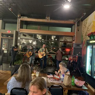 a group of people playing music