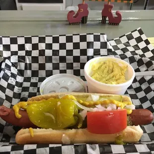 Chicago Dog. ( Their Version) but I like it!!!
