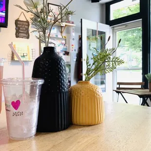 two drinks on a table