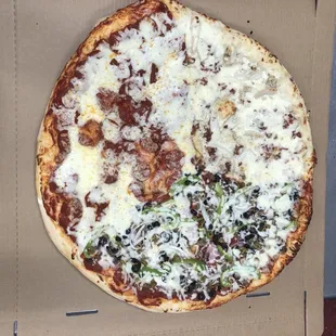 Four pizzas in one  Great party novelty  They have the best pizza around