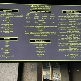 Updated menu