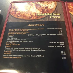 menu, pizza