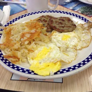 Sausage, Eggs and Hashbrowns